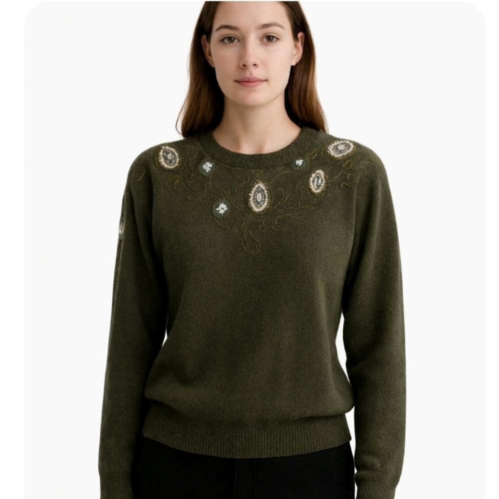 Vintage Franco Valeri | Lamb's  Wool Beaded Sweater
